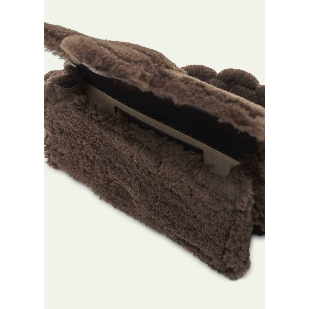 NEW JACQUEMUS women's le bambidou fur shoulder bag in dark brown - Picture 3 of 3